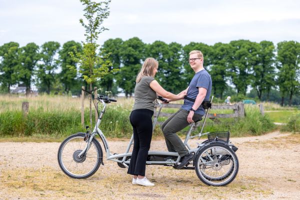 Riding a sale tandem bike